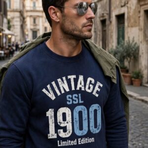 felpa " vintage ssl 1900" blu