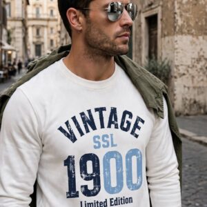 felpa " vintage ssl 1900" bianca